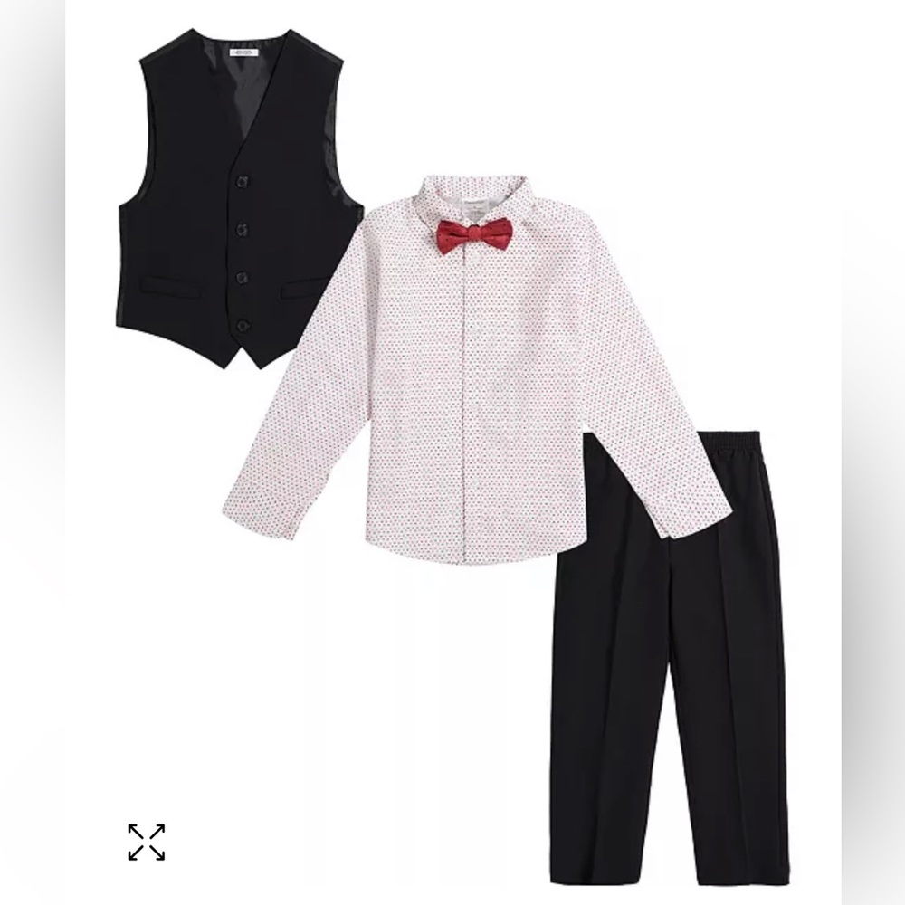 Calvin Klein Toddler Boys Vest, Pants, Shirt and BowTie, 4-Piece Set